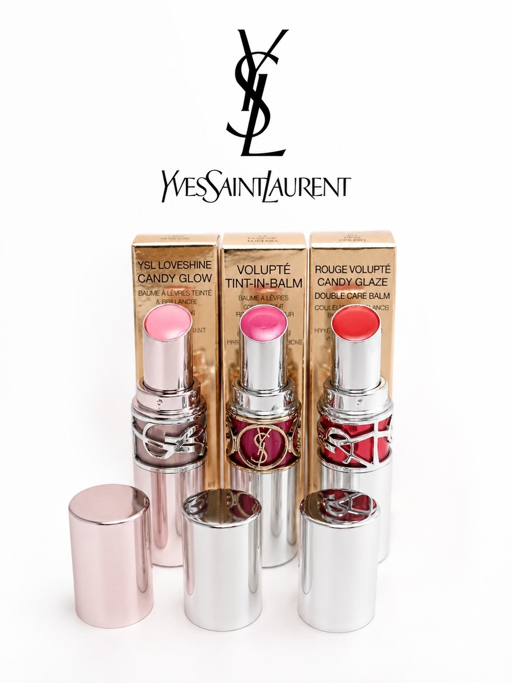 Yves Saint Laurent Trio of Pink, Magenta and Red Lipsticks Full Size Brand New